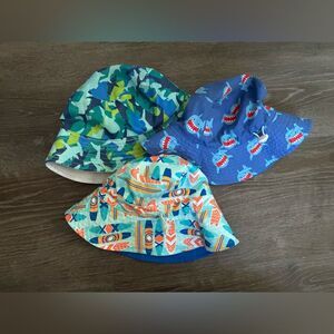 Boys Kids Toddler Summer Beach SPF Bucket Hat Set Sharks Surbowrd